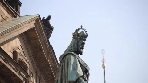Charles Statue, Prague Stock Footage 58071230