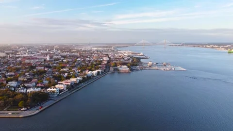 Charleston Harbor From Above Stock Footage 274992153