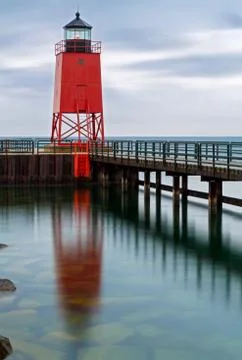 Charlevoix Lighthouse Reflection Foto stock