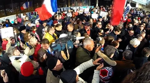 Charlie Hebdo unity march in Washington, D.C. (Clip 1 of 4) Stock Footage 45843067