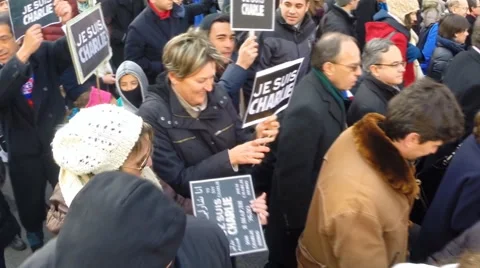 Charlie Hebdo unity march in Washington, D.C. (Clip 3 of 4) Stock Footage 45843106