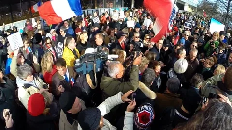 Charlie Hebdo unity march in Washington, D.C. (Clip 6 of 7) Video stock 45994330