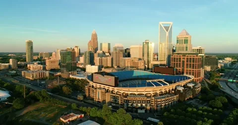 Charlotte Aerial of Skyline Rising Elevation Stock-Footage 153383553