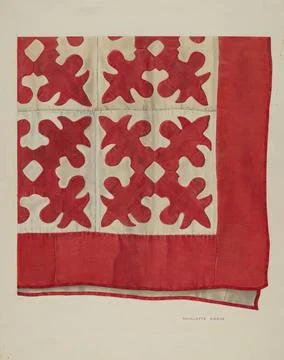 Charlotte Angus, Oak Leaf Pattern Quilt, 1935 1942 Oak Leaf Pattern Quilt ... Stock Photos