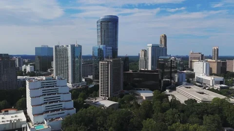 Charlotte Downtown Aerial pull back Stock Footage 249890815
