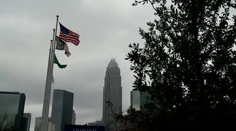 Charlotte, NC Flags in wind WIDE Video stock 20581689