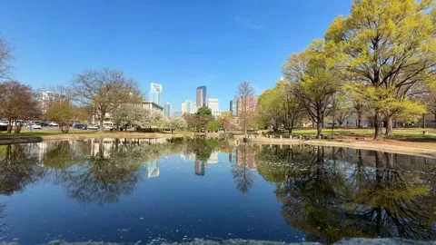 Charlotte, NC skyline as seen from Marshall Park Stock Footage 337571561