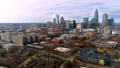 Charlotte, North Carolina Aerial Drone Shot Stock Footage