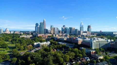 Charlotte, North Carolina, USA Skyline Drone Aerial Stock Footage