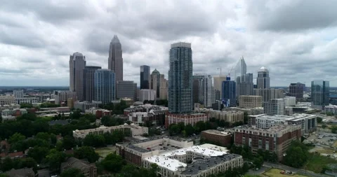 Charlotte skyline on a cloudy day Stock Footage 156002097