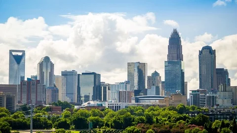 Charlotte skyline time lapse of clouds 4k 1080p Stock Footage 77586926
