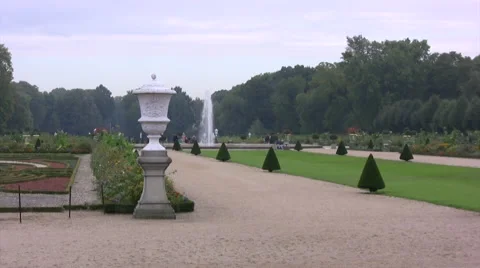 Charlottenburg palace grounds with pathway Stock Footage 44333389