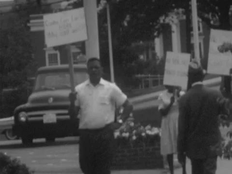 Charlottesville, VA - 6/12/63: Protesting segregated restaurant Stock Footage 232157736