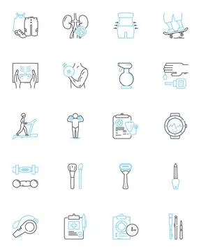 Charm linear icons set. Attractive, Alluring, Enchanting, Fascinating Stock Illustration
