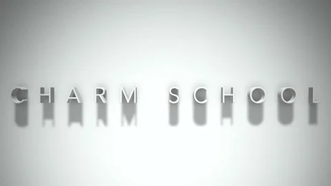 Charm school 3D title animation white text on a white background Video stock 299377616