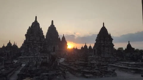 The Charm of Sunset at The Sewu Temple Complex in Indonesia. Video stock 341995508