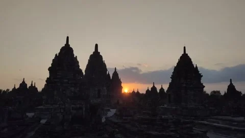 The Charm of Sunset at The Sewu Temple Complex in Indonesia. Video stock 341995538