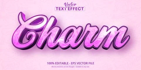 Charm text, calligraphic style editable text effect Stock Illustration