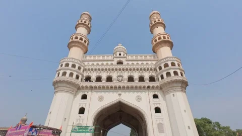 Charminar (Four Minarets), a beautiful mosque, a symbol of Hyderabad, India Stock Footage 310520538