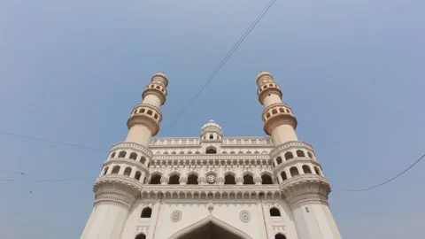 Charminar (Four Minarets), a beautiful mosque located in Hyderabad, India Stock Footage 310521443