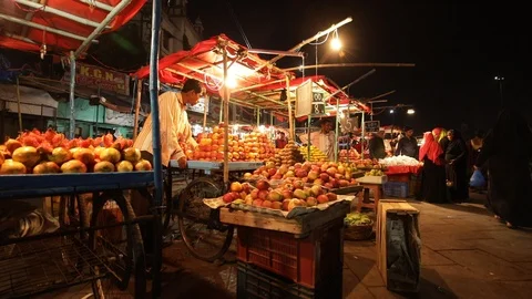 Charminar-fruit-market-at-night Stock Footage 98300153