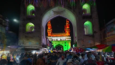 Charminar  hyper lapse  august 15 2022 independence day Stock Footage 244302096
