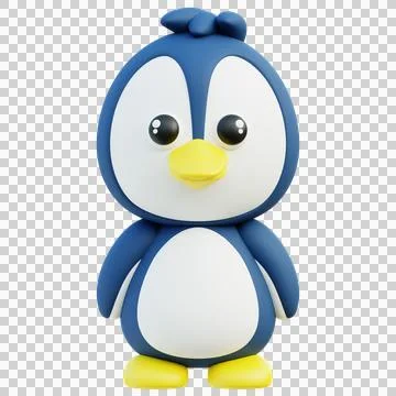 Charming 3D Penguin Character Standing with a Joyful Expression Stock Illustration
