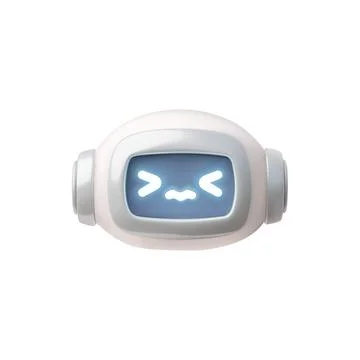 Charming 3D robot with closed eyes, made in the form of a vector character Stock Illustration