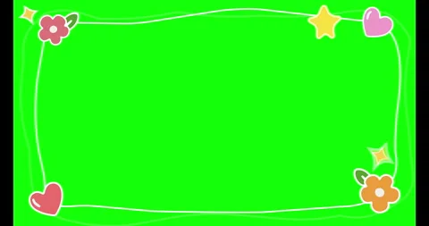 Charming animated border with hearts and flowers on green screen background Video stock 332004901