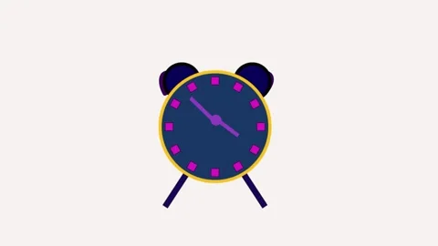 Charming animation of a classic alarm clock character ringing with energy. .. Stock Footage 308095424
