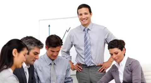 Charming assertive businessman giving a presentation Stock Photos
