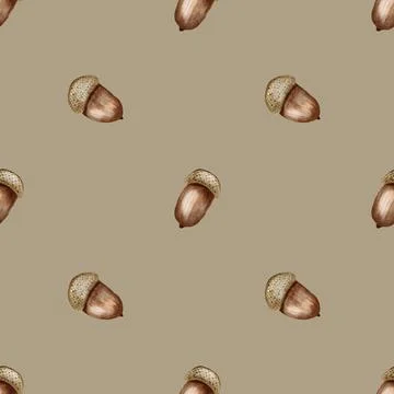 Charming autumn acorn pattern in warm tones for textile and wrapping design Stock Illustration