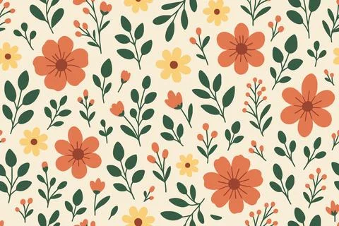 Charming autumn floral pattern with orange and yellow blooms Stock Illustration
