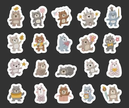 Charming bear character set Stock Illustration