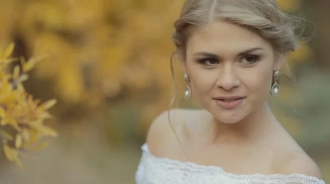 Charming blonde bride smiling and laughing Video stock 44576058