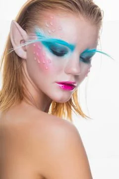 Charming blonde in the image of an elf Stock Photos