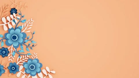 Charming Blue Flower Frame. Decorative Floral Arrangement Stock Footage 186893841