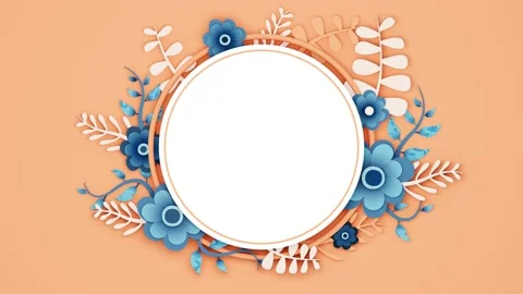 Charming Blue Flower Frame. Decorative Floral Arrangement Stock Footage 186893913