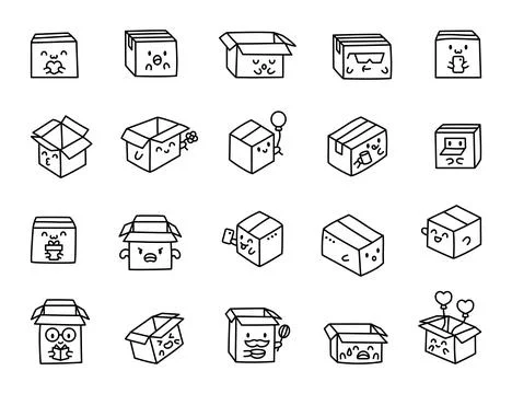 Charming box character set Ilustração Stock