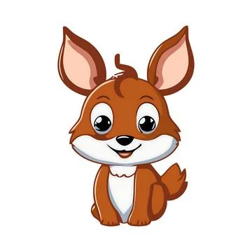 Charming brown fox kit cartoon art design Stock Illustration