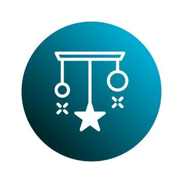 Charming celestial baby mobile icon design featuring hanging stars and circ.. Stock Illustration