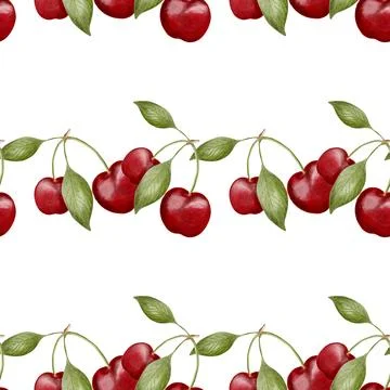 Charming cherry watercolor pattern ideal for textile and wrapping application Stock Illustration