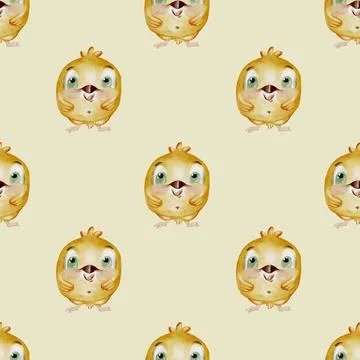 Charming chicken pattern in watercolor style for textile design and decoratio Stock Illustration