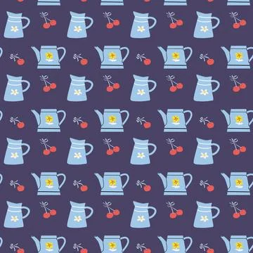 Charming cottage decor with cherry pattern for home design Stock Illustration