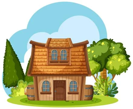 Charming Cottage in Lush Greenery Ilustración de archivo