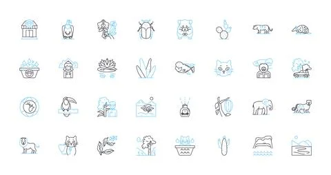 Charming critters linear icons set. Cutesy, Charming, Endearing, Cheeky, Quirky Stock Illustration