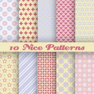 Charming different vector seamless patterns (tiling). Illustrazione stock