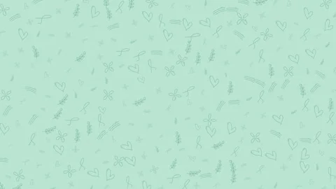Charming doodle pattern of hearts and flowers on a soft pastel background Stockbeeldmateriaal 343551899