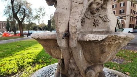 A charming drinking fountain adorned with small angelic figures Stock-Footage 320243542