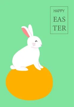 Charming easter card design with happy bunny on egg for festive decoration Stock Illustration